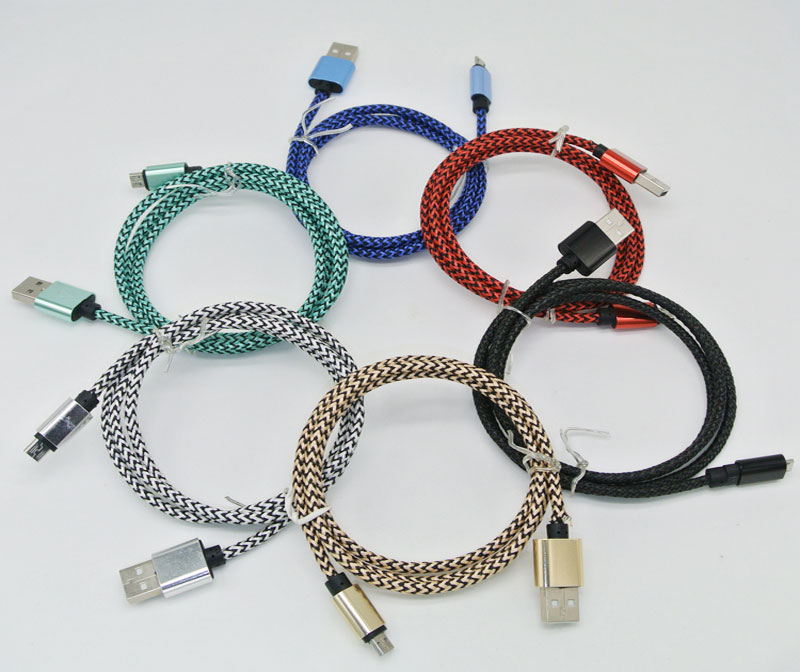 Hot - selling aluminum metal 1 meter 2A color hemp braided charging USB synchronous mobile phone data line