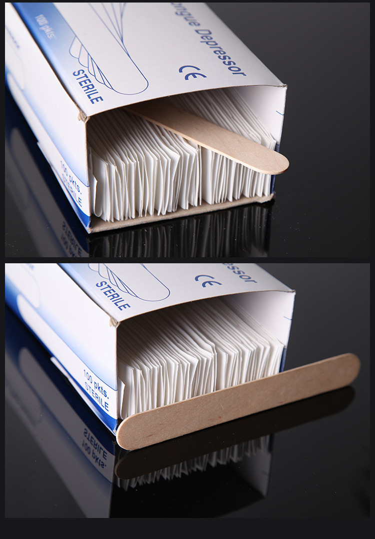 Medical packaging sterile 150 * 18 * 1.6mm wooden disposable tongue depressor
