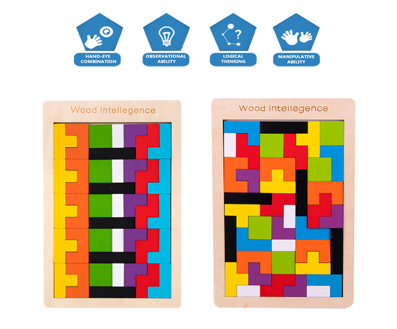 Newly designed wooden jigsaw puzzle for children's logical thinking training