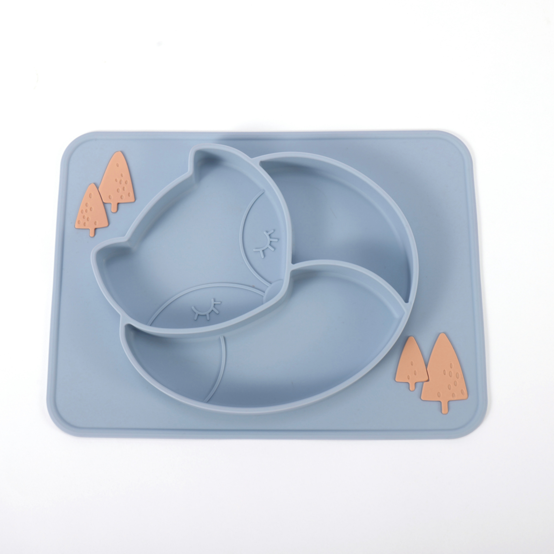 Silicone Baby Plate with Fox Style Suction Type Multiple Colors Selection