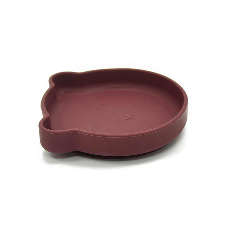 New laser labeling food grade silicone strong suction base lion shaped baby plate