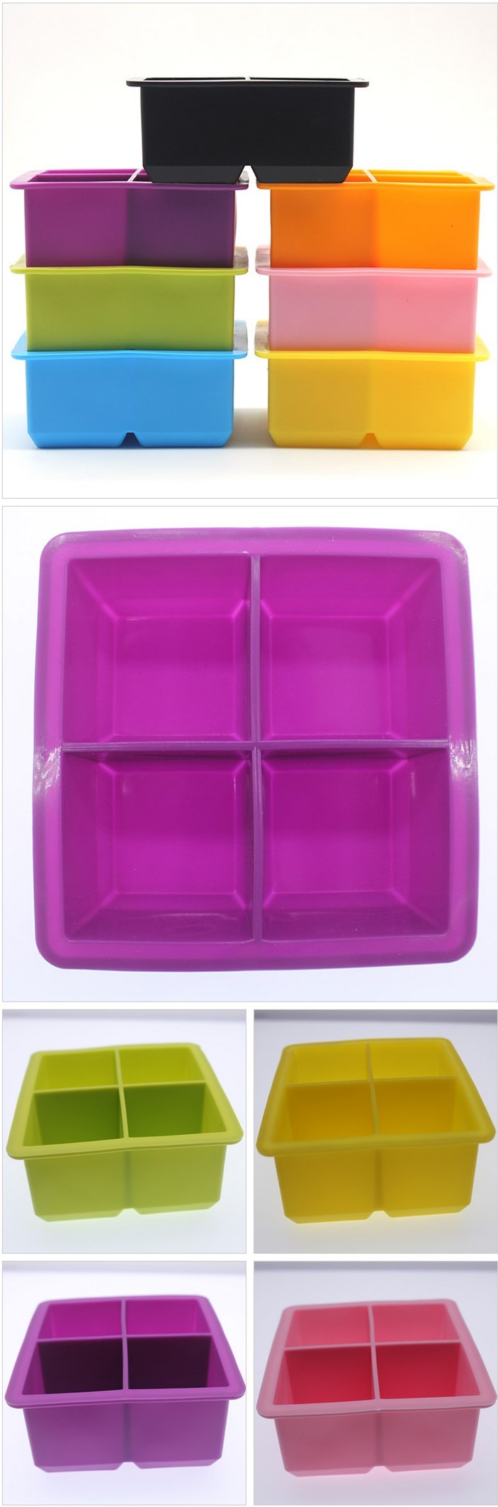 Eco-friendly folding 4-chamber silicone ice tray