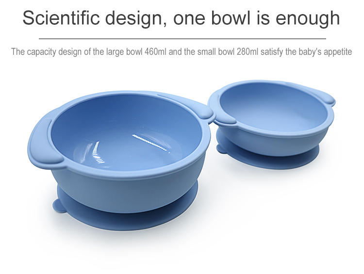 Custom Cartoon Dog Shape Baby Silicone Tableware Strong Suction Bowl and Spoon Set