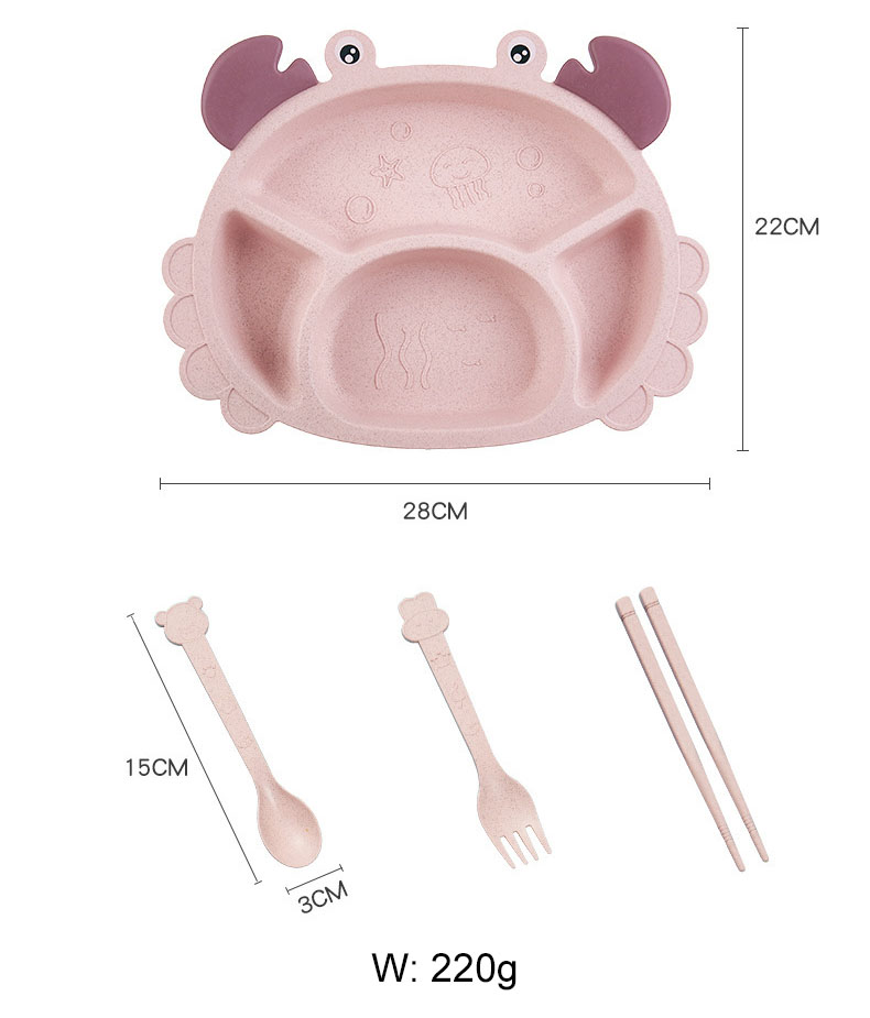 2021 New Design Children's Plate Grid Household Creative Cartoon Anti Falling Baby Kids Chileren Tableware Set