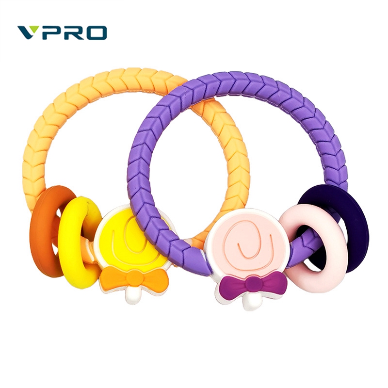 Hot selling crochet elephant teething wooden ring sensory toy baby teeth-gum