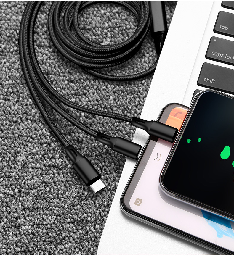 Honor mark 3 in 1 multi - fast charge USB mobile phone charging data cable