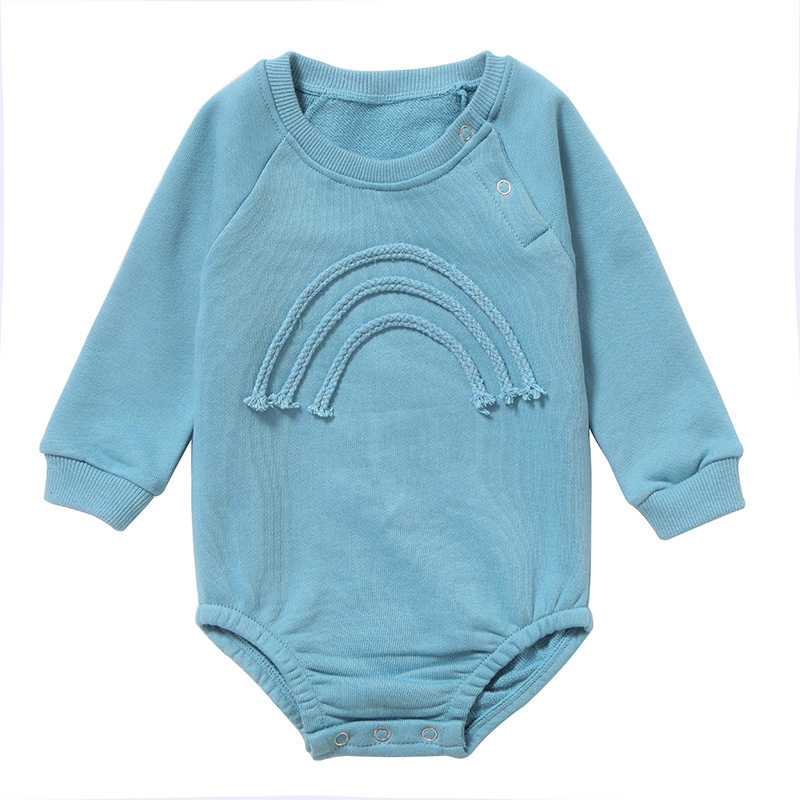 Cotton 0-12 Month Baby Jumpsuit Waffle Rainbow Long Sleeve Newborns Clothing