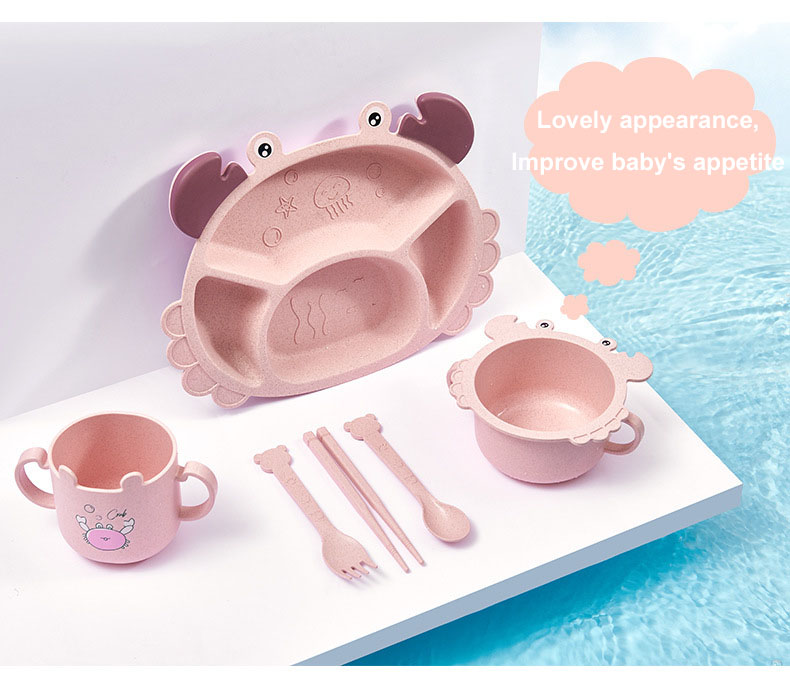 2021 New Design Children's Plate Grid Household Creative Cartoon Anti Falling Baby Kids Chileren Tableware Set