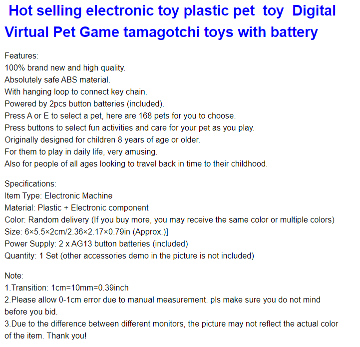 Best-selling plastic digital virtual pet game with battery-powered electronic toys