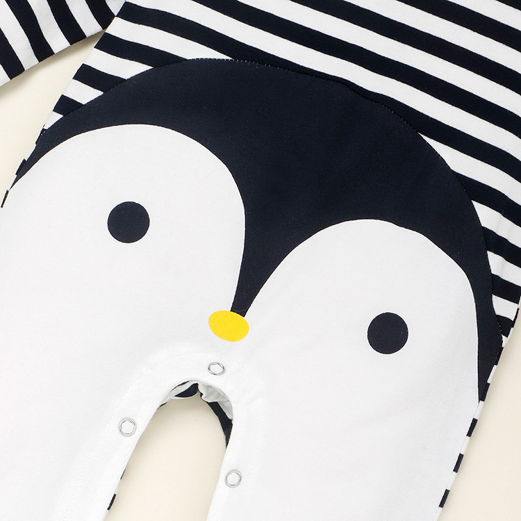 Factory stock Penguin print 0-18M newborn jumpsuit 100% cotton long sleeve jumpsuit