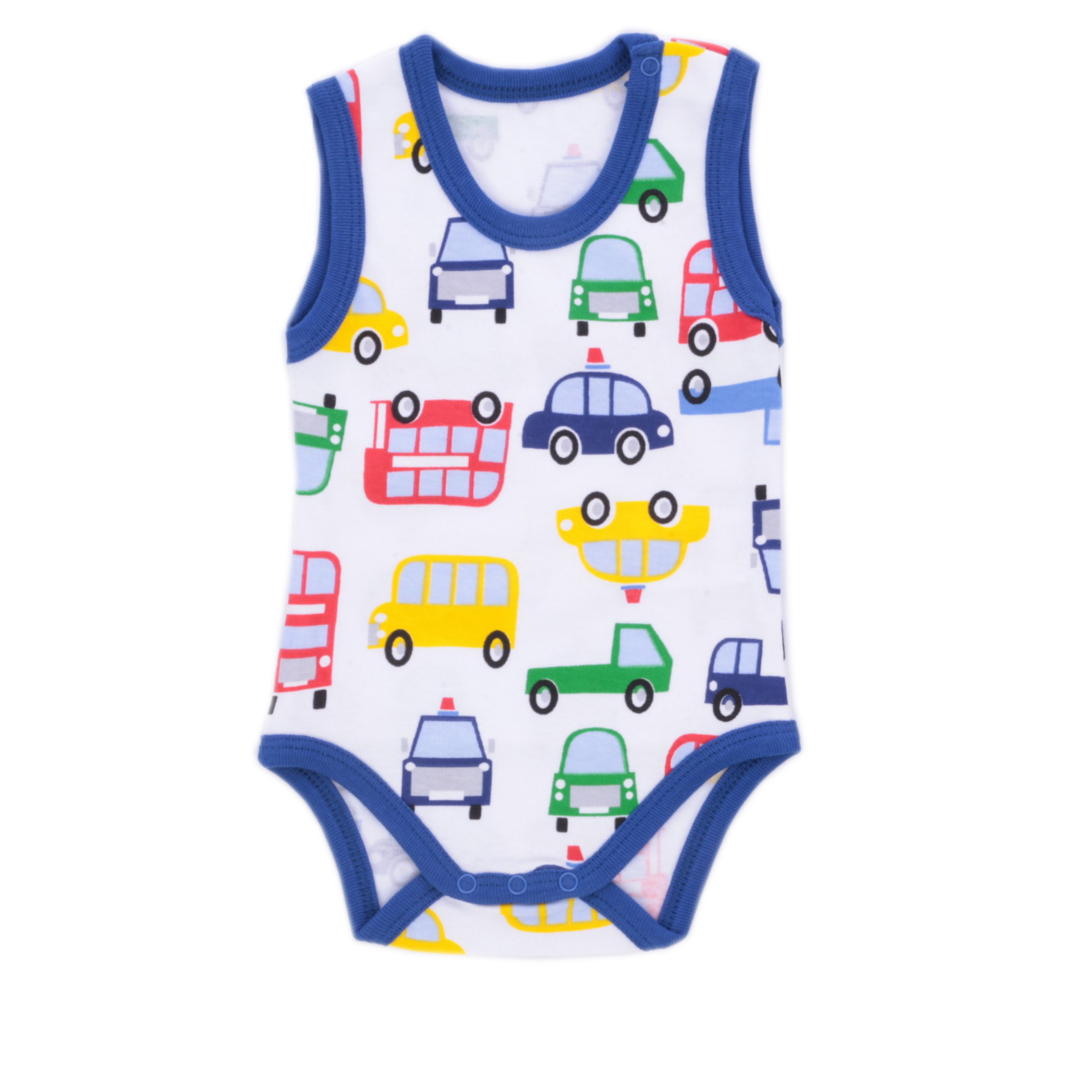 Blue Car Patterned Baby Bodysuit