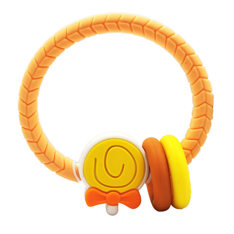 Hot selling crochet elephant teething wooden ring sensory toy baby teeth-gum