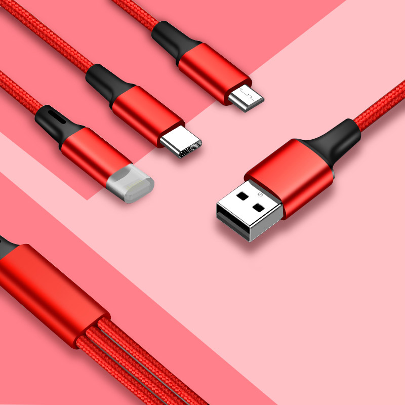 Honor mark 3 in 1 multi - fast charge USB mobile phone charging data cable