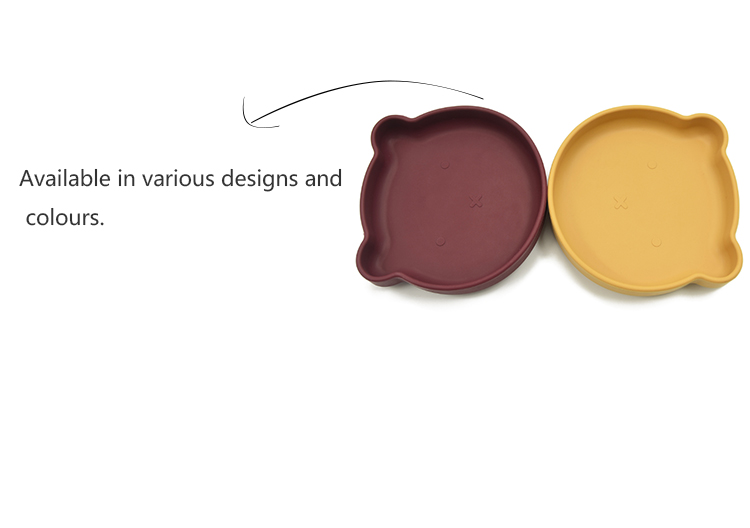 New laser labeling food grade silicone strong suction base lion shaped baby plate