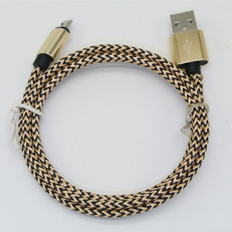 Hot - selling aluminum metal 1 meter 2A color hemp braided charging USB synchronous mobile phone data line