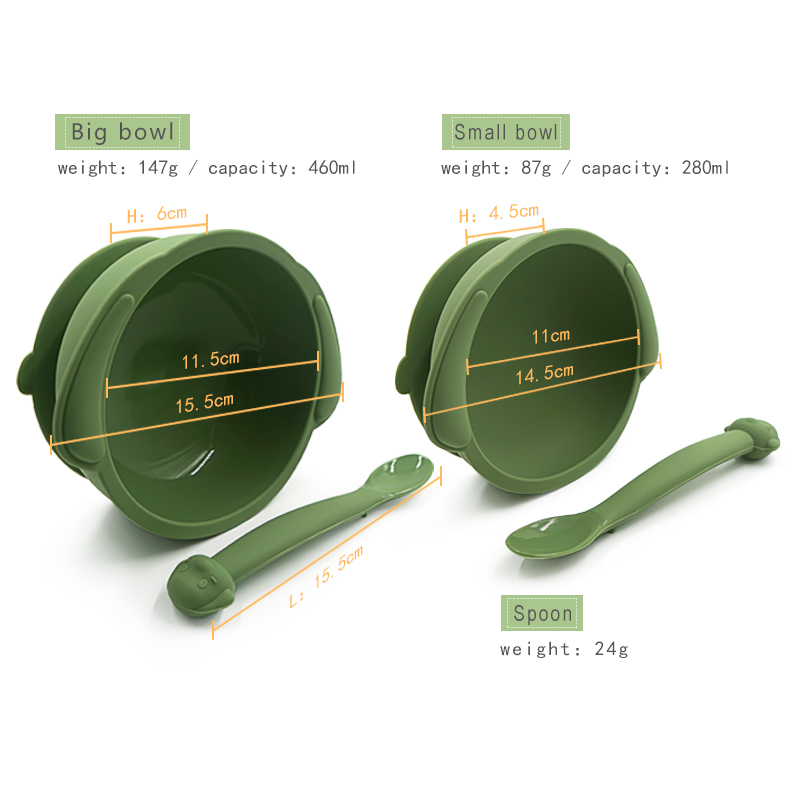 Custom Cartoon Dog Shape Baby Silicone Tableware Strong Suction Bowl and Spoon Set