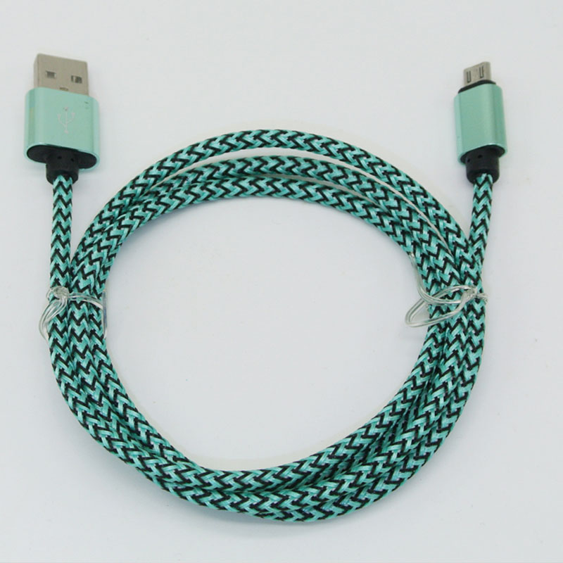 Hot - selling aluminum metal 1 meter 2A color hemp braided charging USB synchronous mobile phone data line