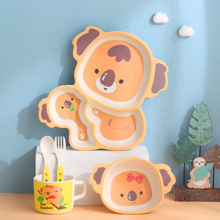 Does not contain BPA bamboo fibre suit baby tableware