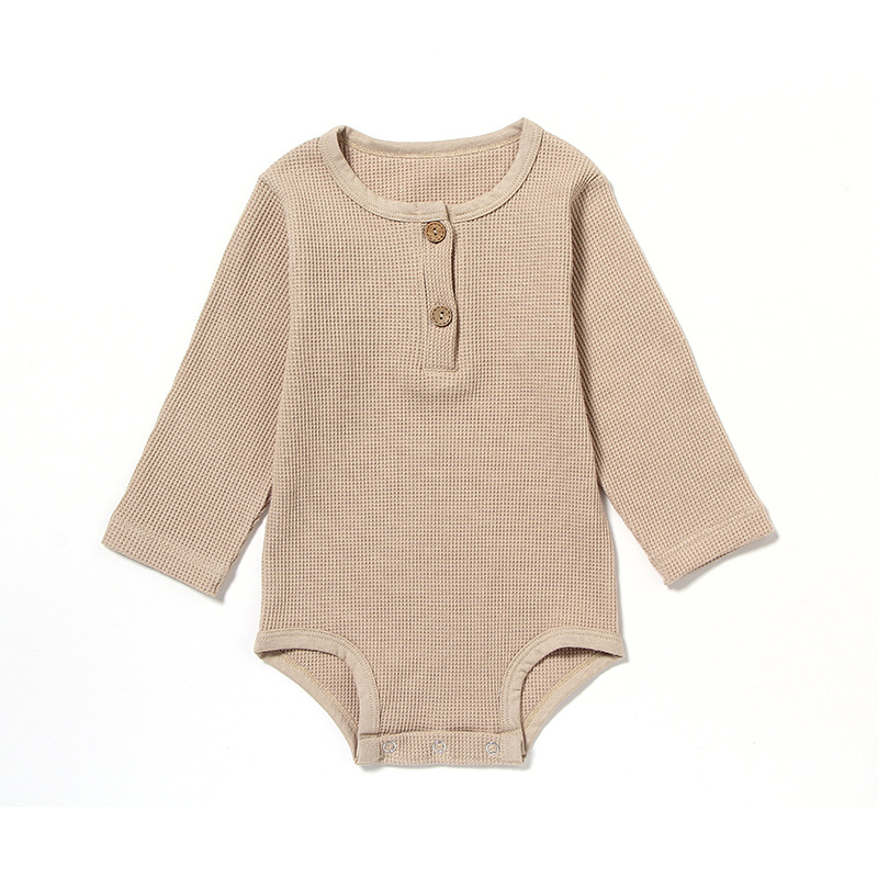 Cotton 0-12 Month Baby Jumpsuit Waffle Rainbow Long Sleeve Newborns Clothing
