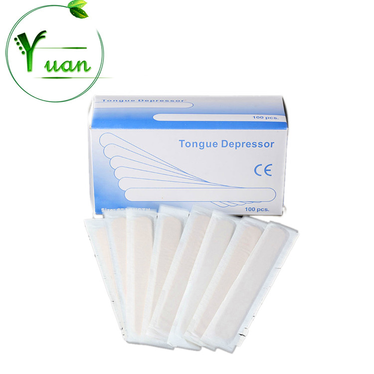 Medical packaging sterile 150 * 18 * 1.6mm wooden disposable tongue depressor