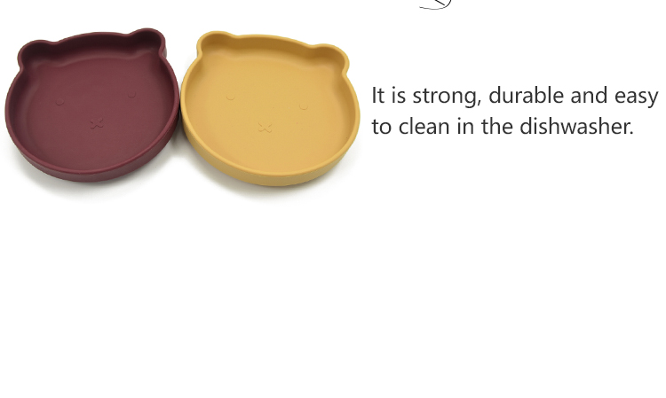 New laser labeling food grade silicone strong suction base lion shaped baby plate