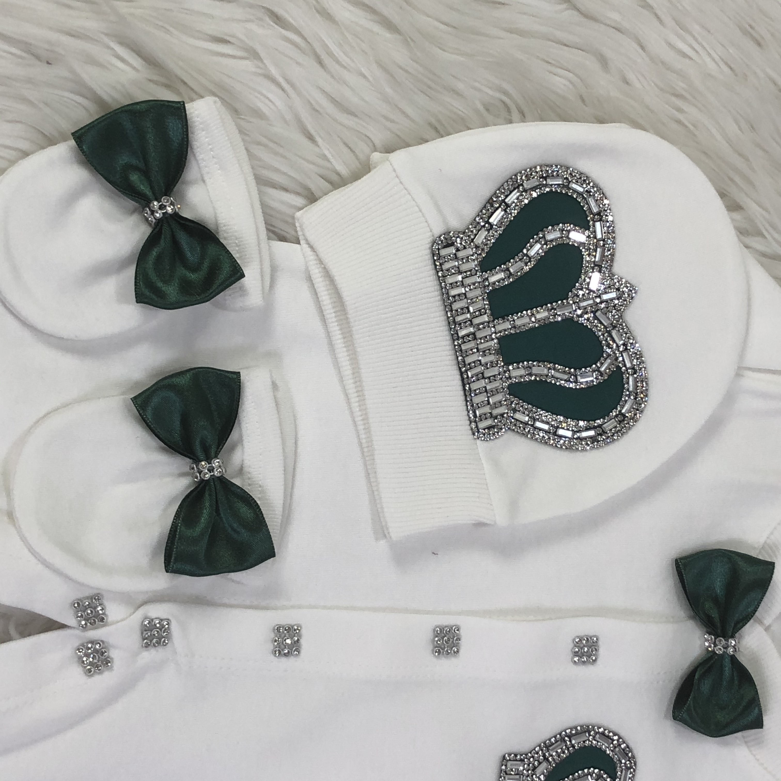 4 Pieces Emerald Color Baby Romper Set Clothes
