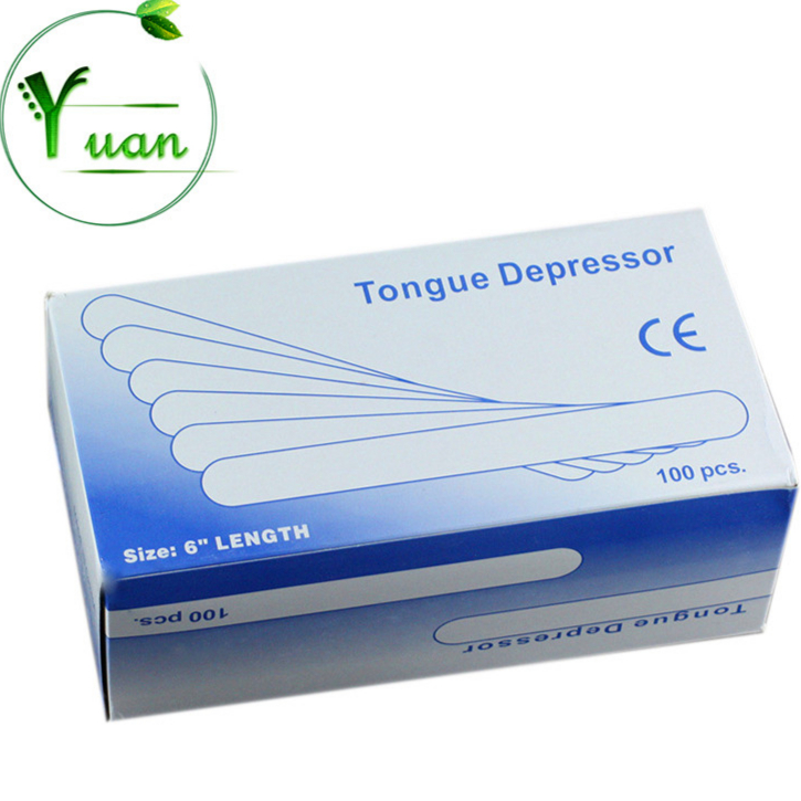 Medical packaging sterile 150 * 18 * 1.6mm wooden disposable tongue depressor