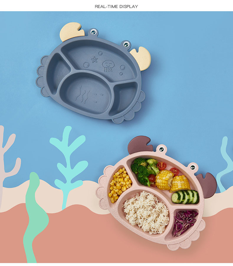 2021 New Design Children's Plate Grid Household Creative Cartoon Anti Falling Baby Kids Chileren Tableware Set