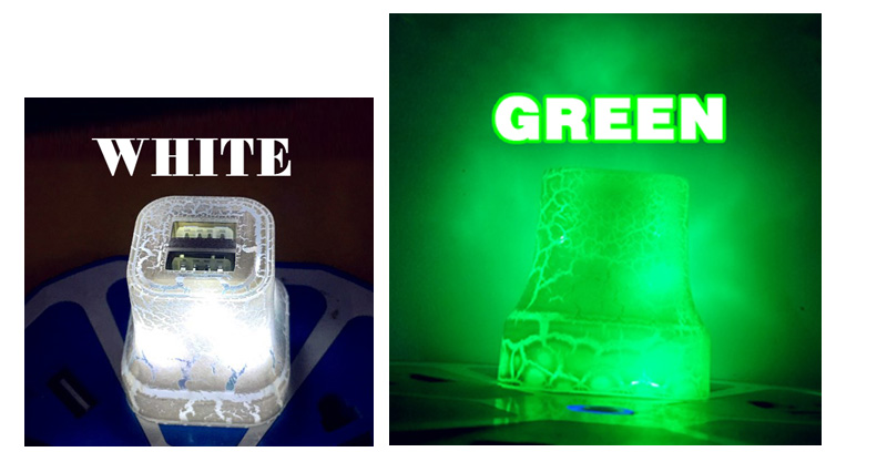 Crackle design colorful white red blue green 2.1A LED luminous travel home dual 2-port USB wall-mounted phone charger