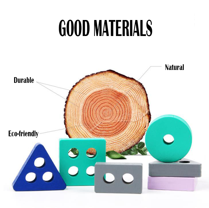 Environmentally friendly non-toxic 3D geometric stacking classification of wooden toys