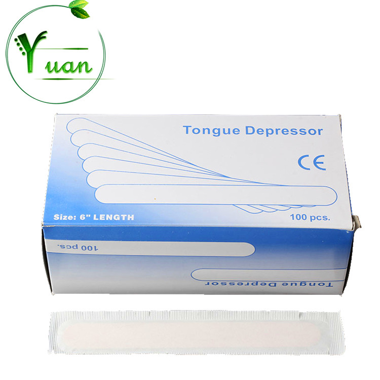 Medical packaging sterile 150 * 18 * 1.6mm wooden disposable tongue depressor