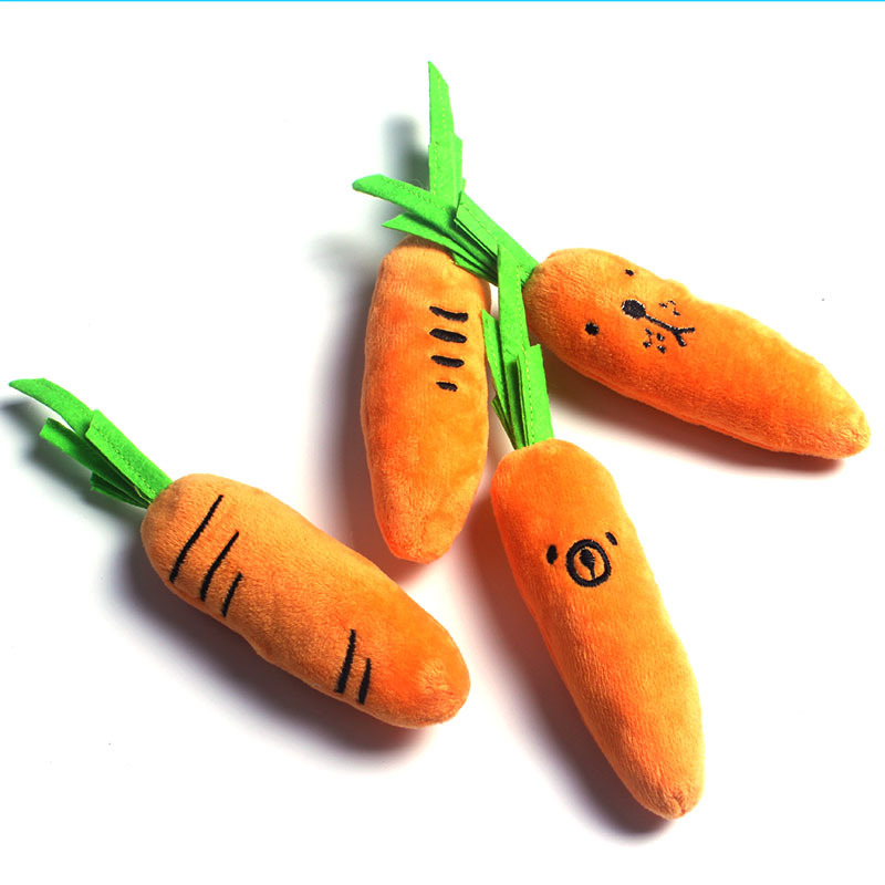 Wholesale Scratch Squeaks pet dog chewing carrot plush toys