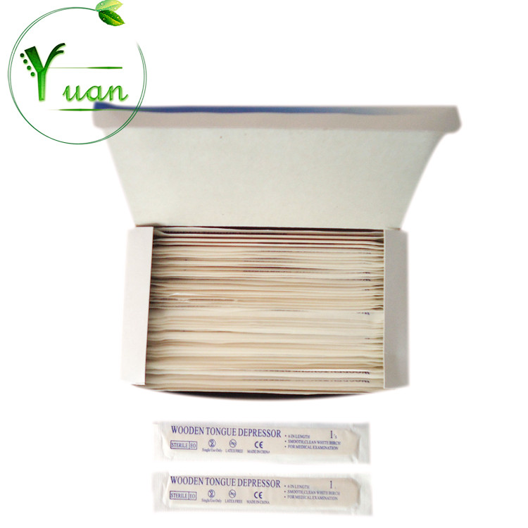 Medical packaging sterile 150 * 18 * 1.6mm wooden disposable tongue depressor