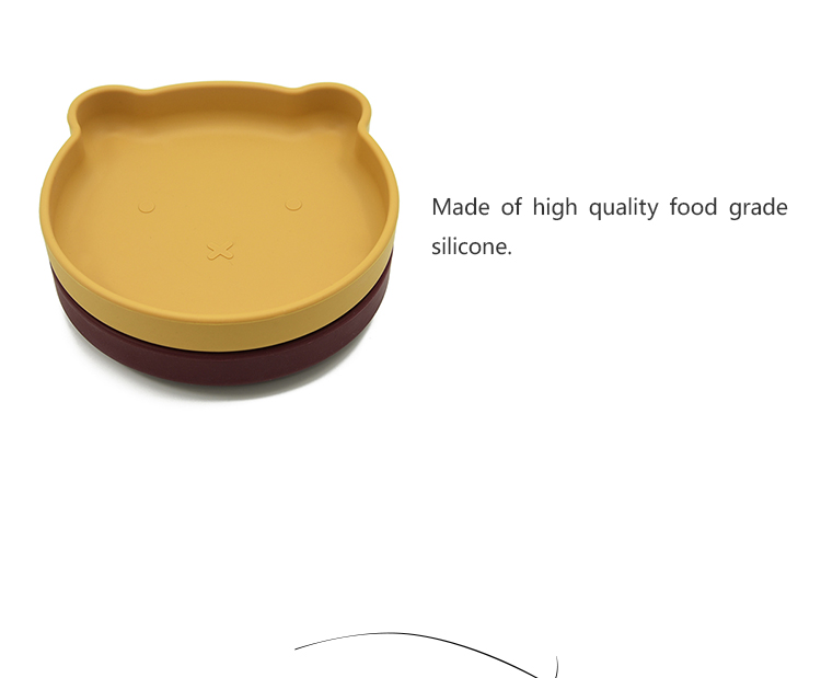 New laser labeling food grade silicone strong suction base lion shaped baby plate