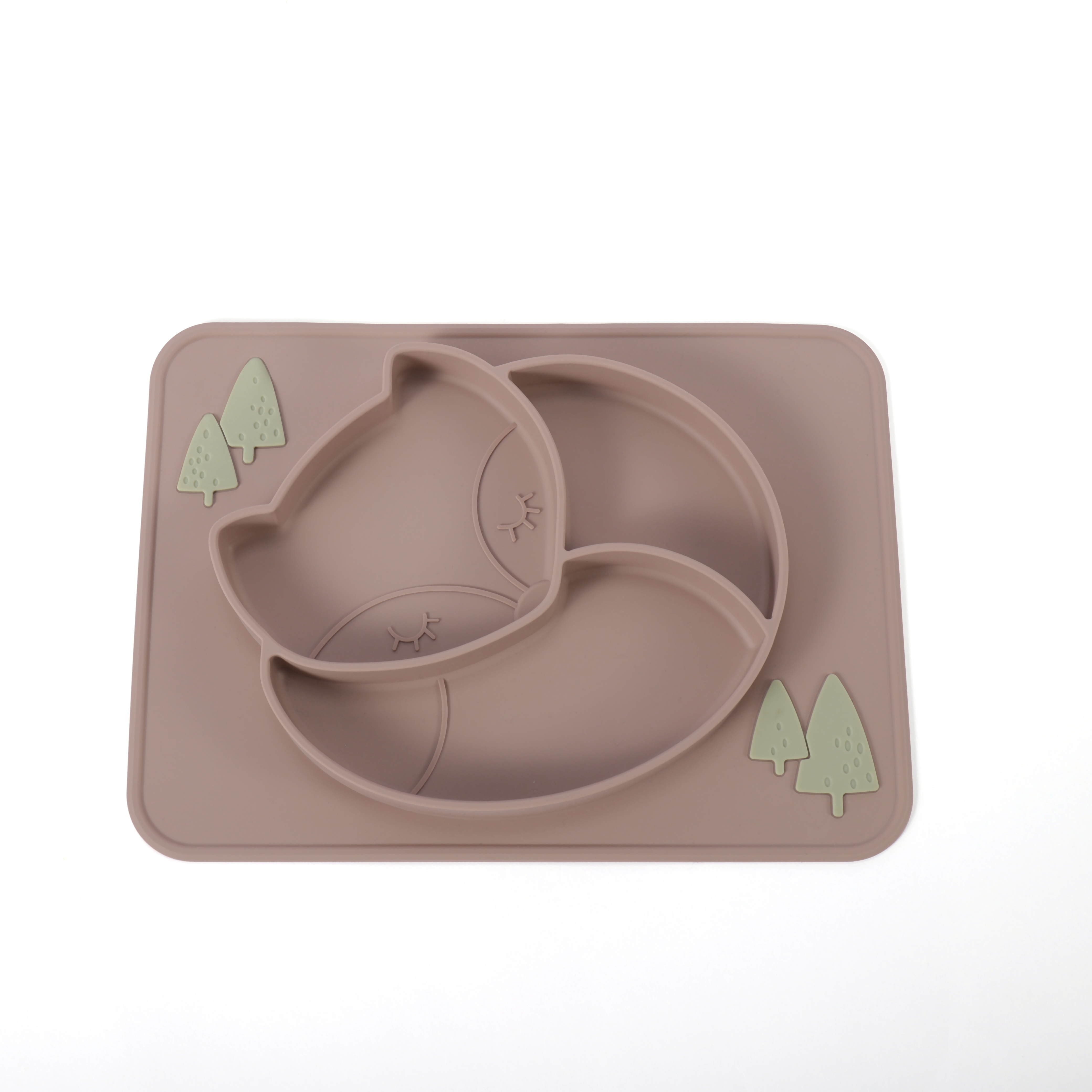 Silicone Baby Plate with Fox Style Suction Type Multiple Colors Selection