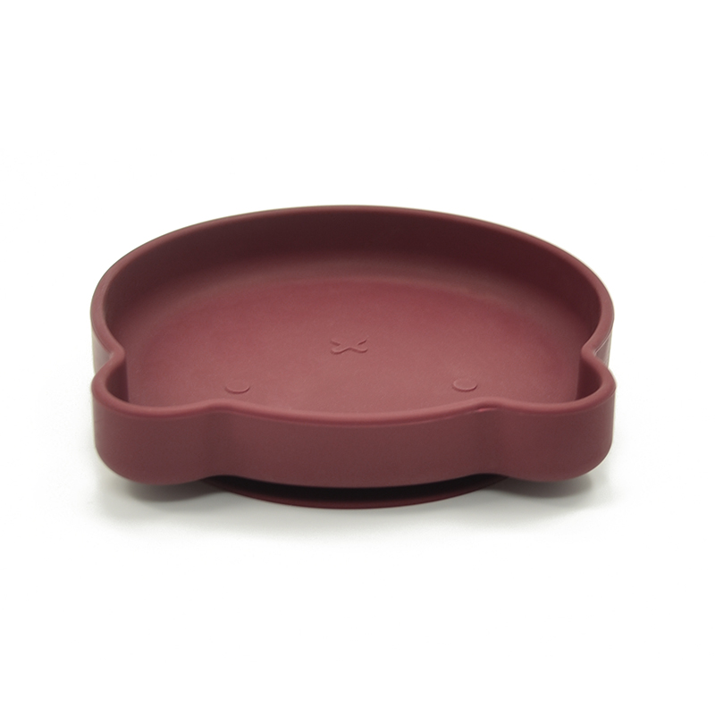 New laser labeling food grade silicone strong suction base lion shaped baby plate