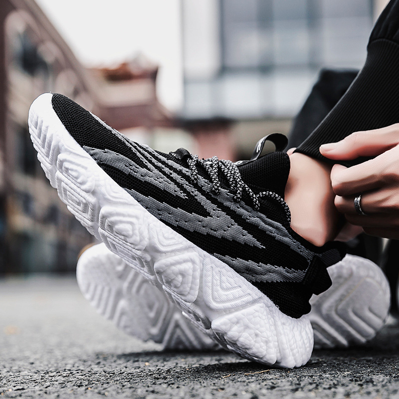 New cross-border men's shoes flying popcorn sports breathable casual running shoes