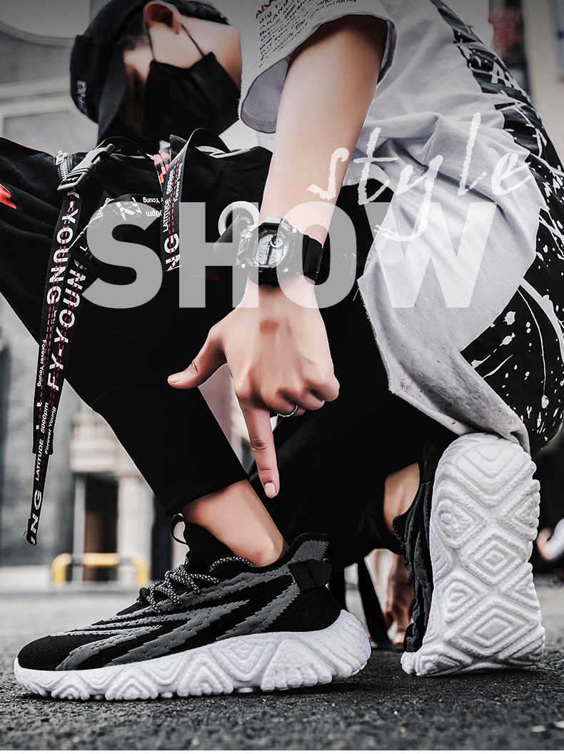 New cross-border men's shoes flying popcorn sports breathable casual running shoes