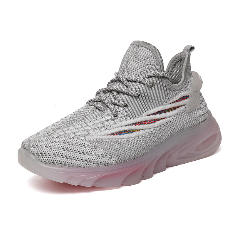 New flying woven sneakers women's Rainbow bottom breathable casual running shoes