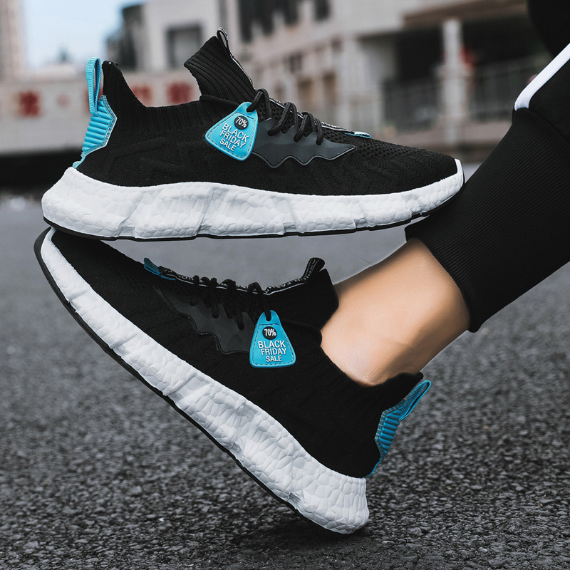 Sports shoes men's casual shoes 2021 autumn new flying woven shoes tidal shoes fashion soft soled running shoes
