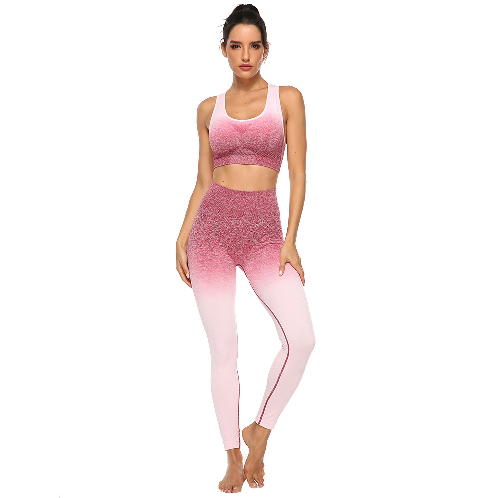High waist seamless knitted net red peach hip lifting gradient sports fitness running bottoming Yoga Pants women