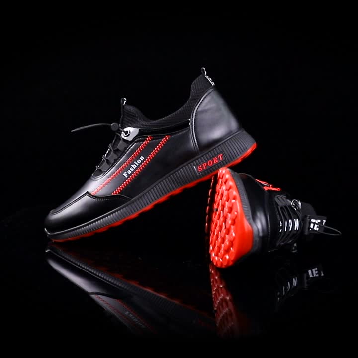 Spot black injection molding shoes leisure men's textile low top round head men's comfortable sports shoes