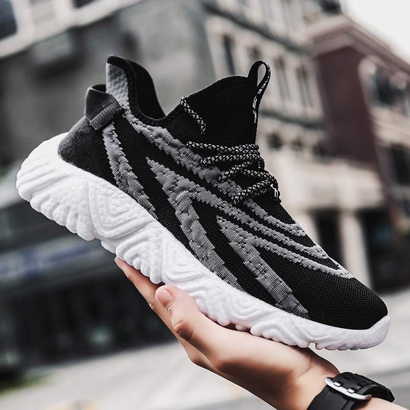 New cross-border men's shoes flying popcorn sports breathable casual running shoes