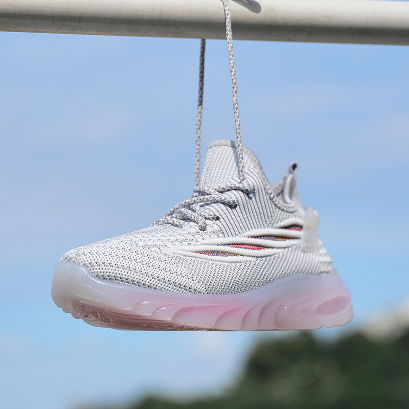 New flying woven sneakers women's Rainbow bottom breathable casual running shoes