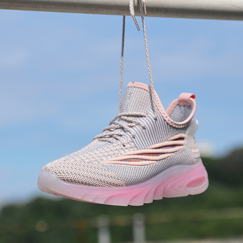 2021 new flying woven sneakers women's Rainbow bottom breathable casual running women's shoes