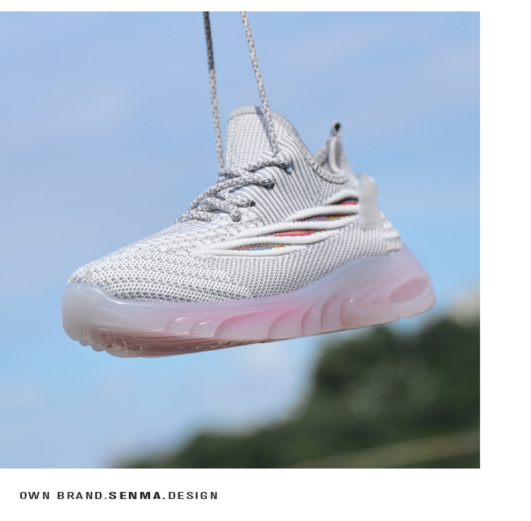 New flying woven sneakers women's Rainbow bottom breathable casual running shoes
