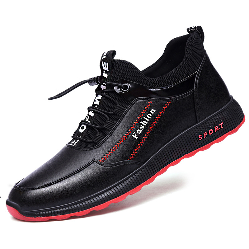 Spot black injection molding shoes leisure men's textile low top round head men's comfortable sports shoes