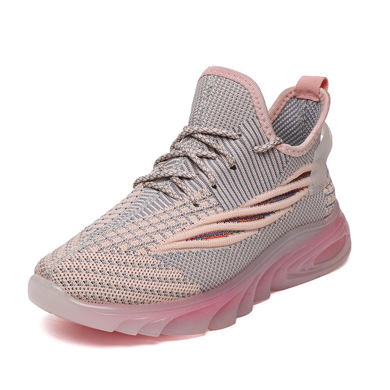 New flying woven sneakers women's Rainbow bottom breathable casual running shoes