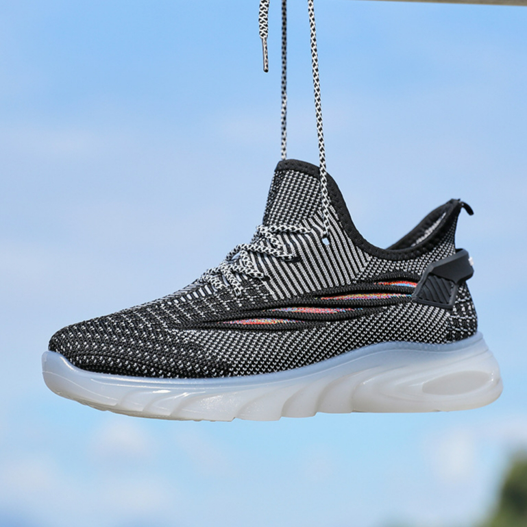 New flying woven sneakers women's Rainbow bottom breathable casual running shoes