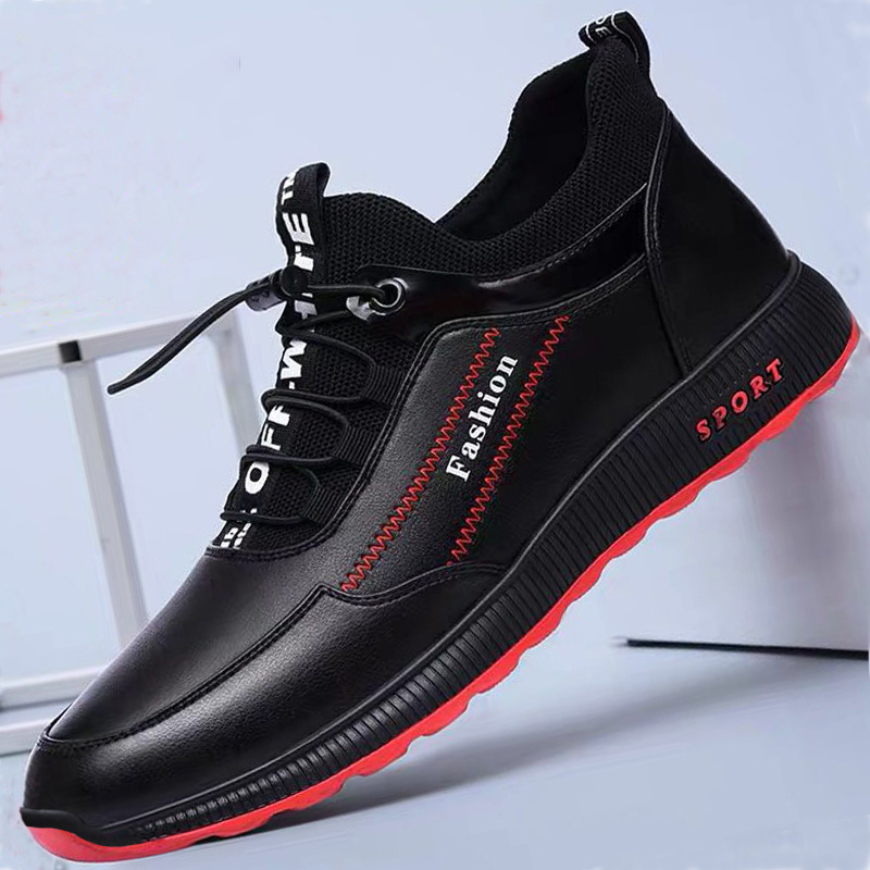 Spot black injection molding shoes leisure men's textile low top round head men's comfortable sports shoes